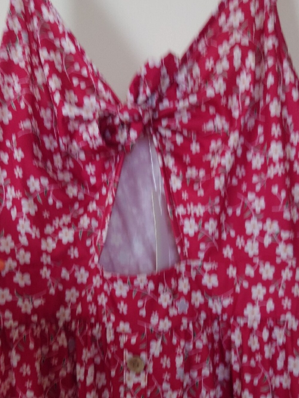 Red Floral Faux Tie-Front Sundress - Picture 5 of 6